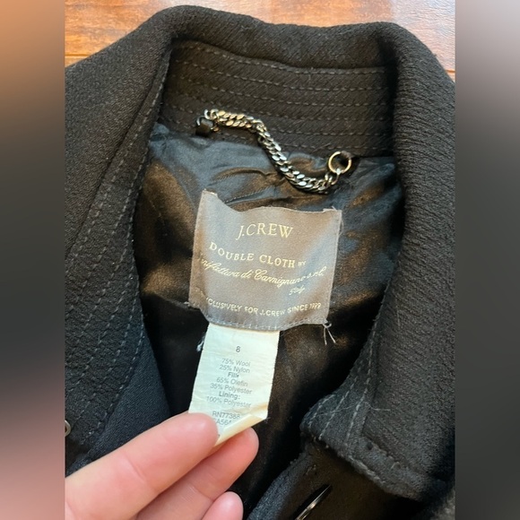 J. Crew Double Cloth By Manifaturra De Carmignano Italy Black Long Button Jacket - Picture 2 of 10